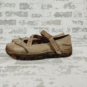 Earth Brown Leather Mary Jane Strappy Comfort Flat Shoes I254